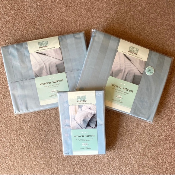 [Martha Stewart Collection] Sateen Twin Sheet Set - Picture 1 of 2